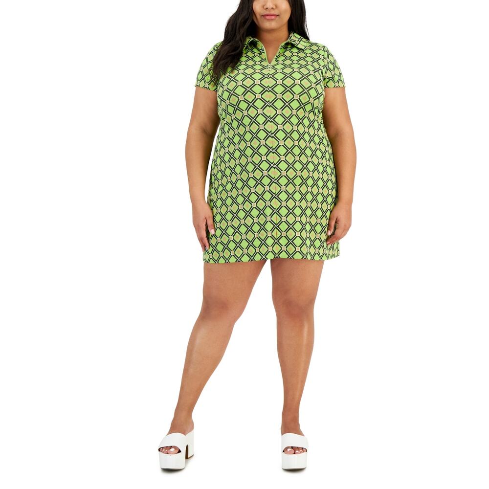 Full Circle Trends Plus Size Printed 70's Diamond Dress Juniors 1X NWT